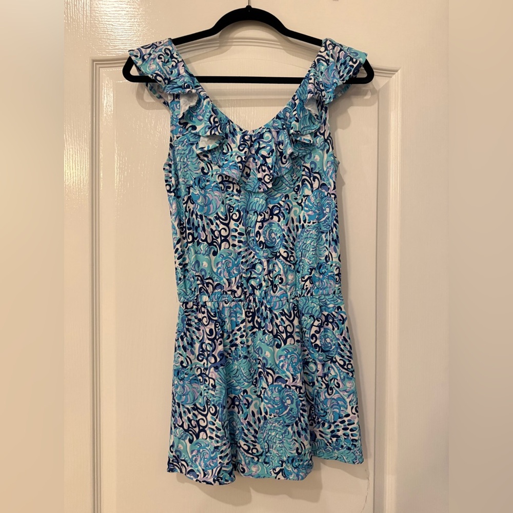 Lilly Pulitzer Blue and White Patterned Dress/Jumper (shorts underneath)